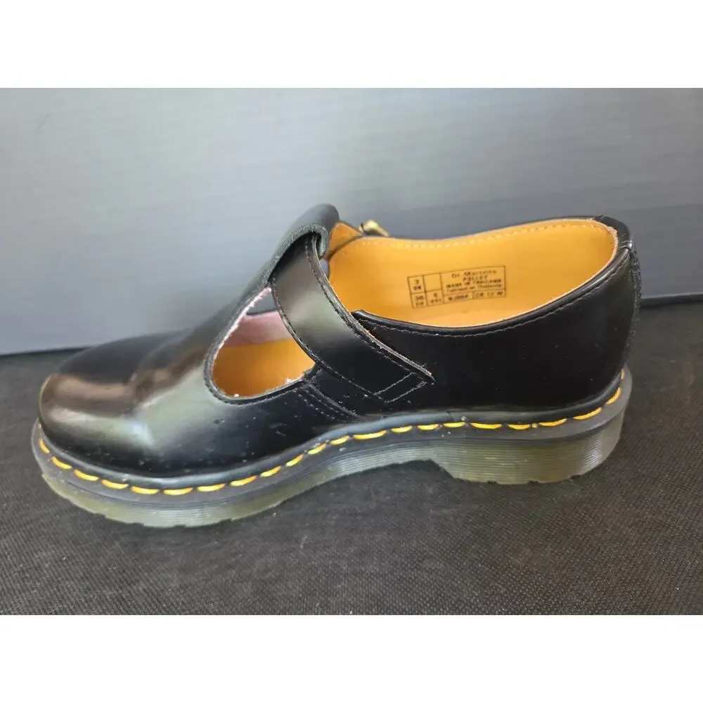 Dr. Martens MJ Bex Shoes Black Leather Mary Jane Dress Boots Girls Size 5 US